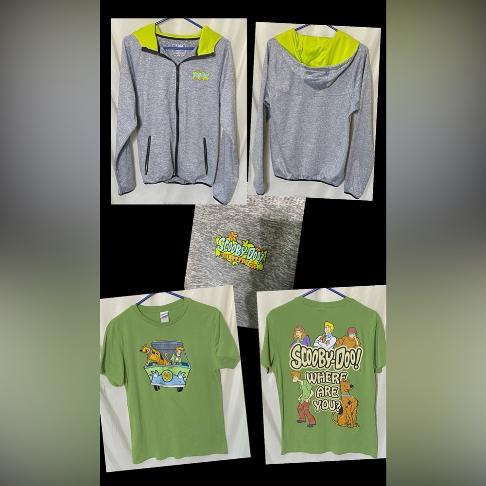 Scooby-Doo! Running Man Hoodie Jacket and Green Throwback Embroidered T-shirt